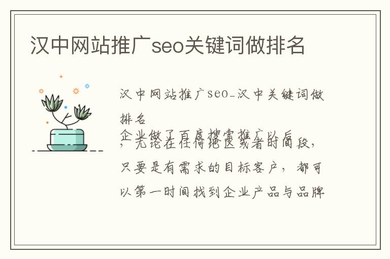 汉中网站推广seo关键词做排名