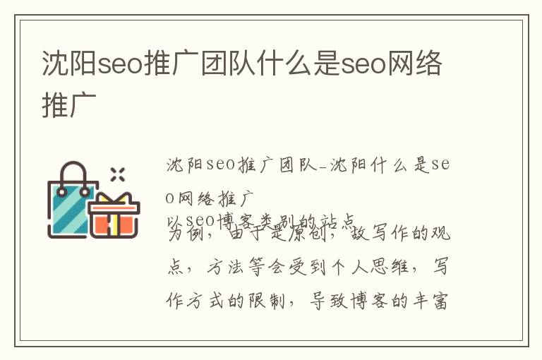 沈阳seo推广团队什么是seo网络推广