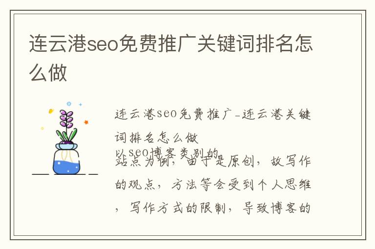 连云港seo免费推广关键词排名怎么做