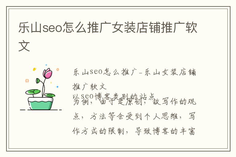 乐山seo怎么推广女装店铺推广软文