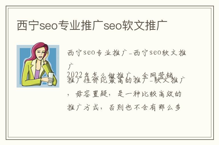 西宁seo专业推广seo软文推广