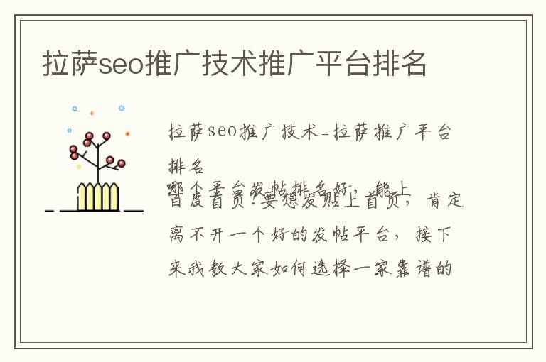 拉萨seo推广技术推广平台排名