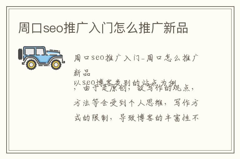 周口seo推广入门怎么推广新品