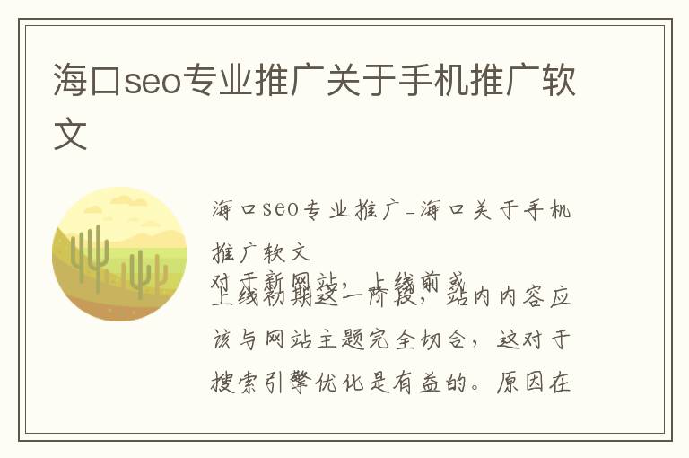 海口seo专业推广关于手机推广软文