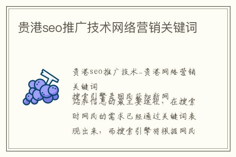 贵港seo推广技术网络营销关键词